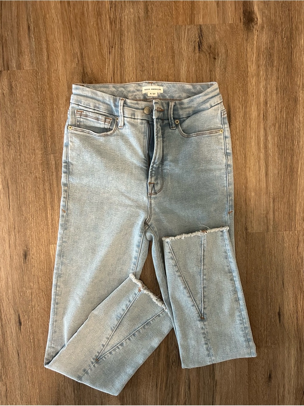 Good American Light Blue Straight Leg Jeans